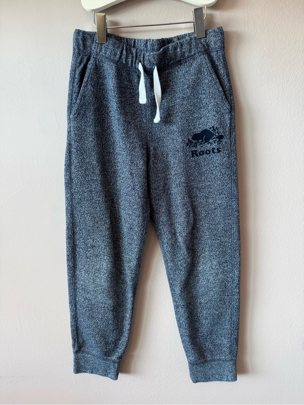 Roots Kids Heathered Blue Logo Pocket Jogger Sweatpants Size 8 Years